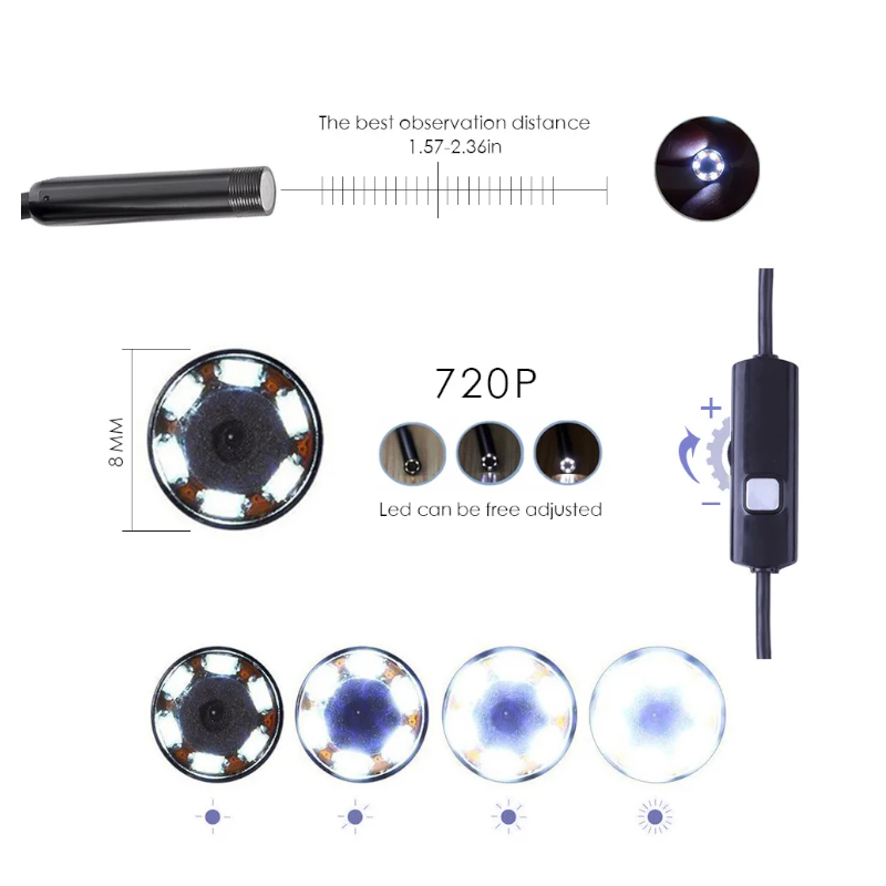 картинка Эндоскоп KERUI Wi-Fi камера 1200P 8 мм, 2 м для автомастера от магазина "мир Электроники"