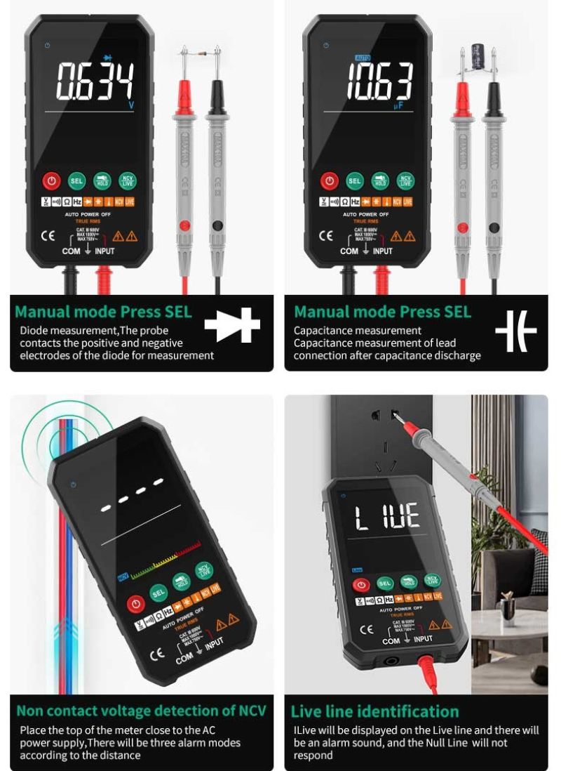 картинка Умный профессиональный мультиметр FUYI FY107 автодиапазон, + бесконтактный датчик от магазина "мир Электроники"
