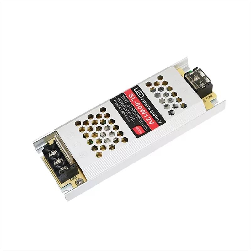 картинка Драйвер питания тонкий 12В 60 Вт, 5 А металлический от магазина "мир Электроники"