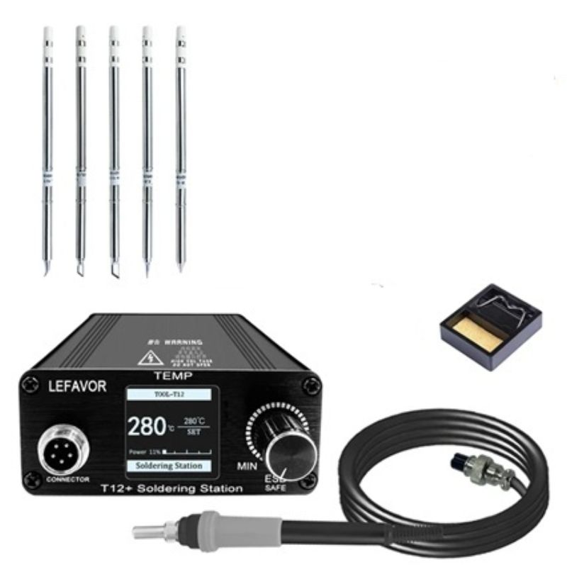 картинка Паяльная станция LEFAFOR T12+, 24 В, 75 Вт, 5 жал, Set-3 от магазина "мир Электроники"