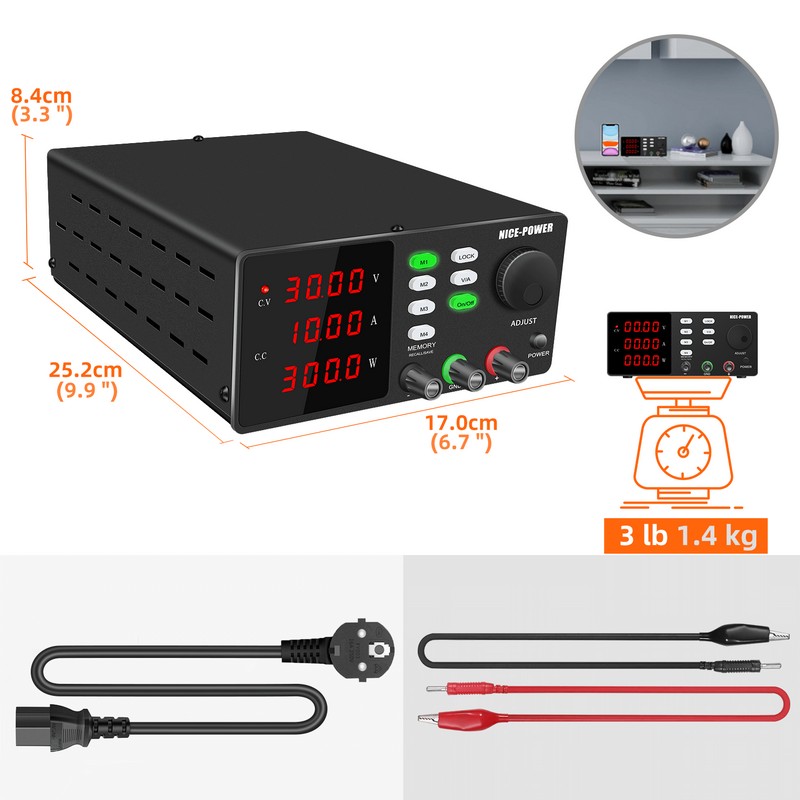 картинка Блок питания NICE SPPS-S3010-R, 0-30В/10А, RS-232, память, черный от магазина "мир Электроники"