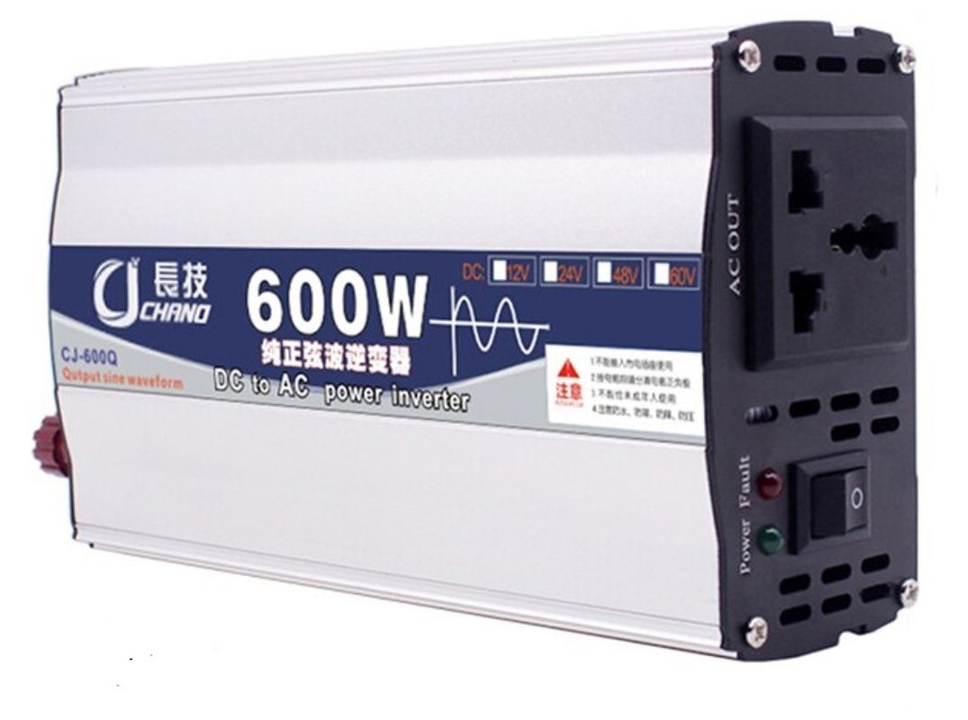 картинка Инвертор преобразователь CJ-600 12 В => 220 В 600 Вт, чистая синусоида от магазина "мир Электроники"