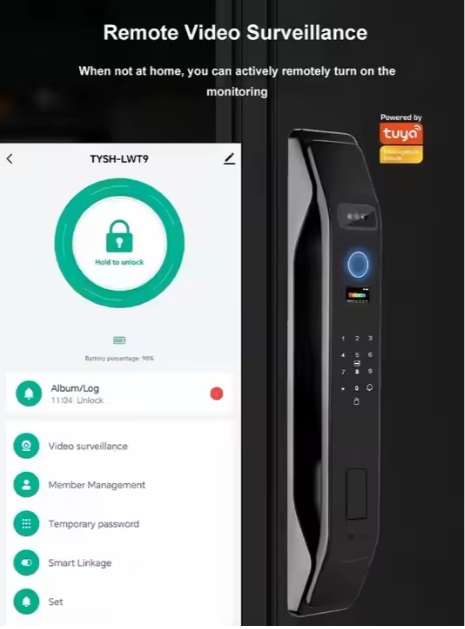картинка Смарт замок дверной TYSH Tuya K9, 3D Face ID, Wi-Fi, BT от магазина "мир Электроники"