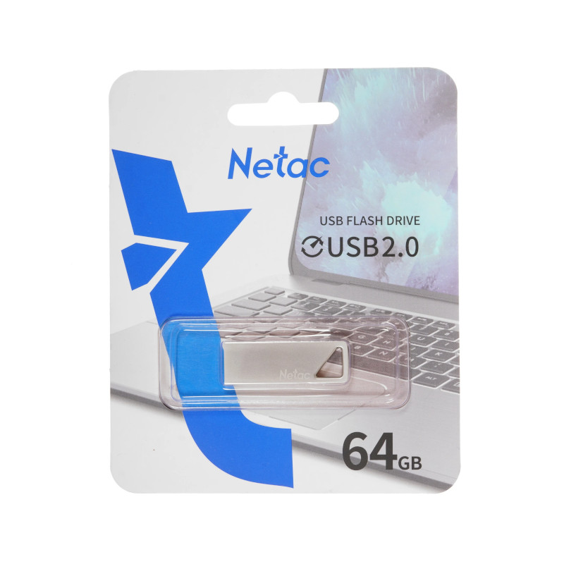 картинка Флешка Netac NT03U326N-064G-20PN, 64GB, USB2.0 серебристый от магазина "мир Электроники"