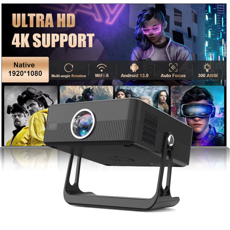 картинка Проектор K7, 1080P, Android 13, 2/16ГБ, 300 Ansi lum, черный от магазина "мир Электроники"