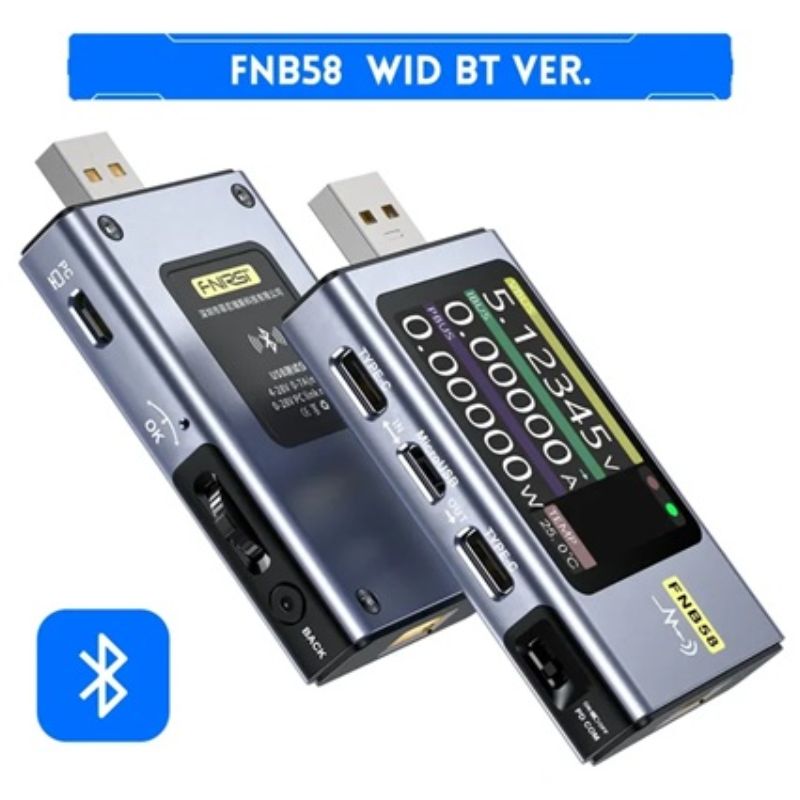 картинка USB-тестер FNIRSI FNB58 Bluetooth диагностический, синий от магазина "мир Электроники"