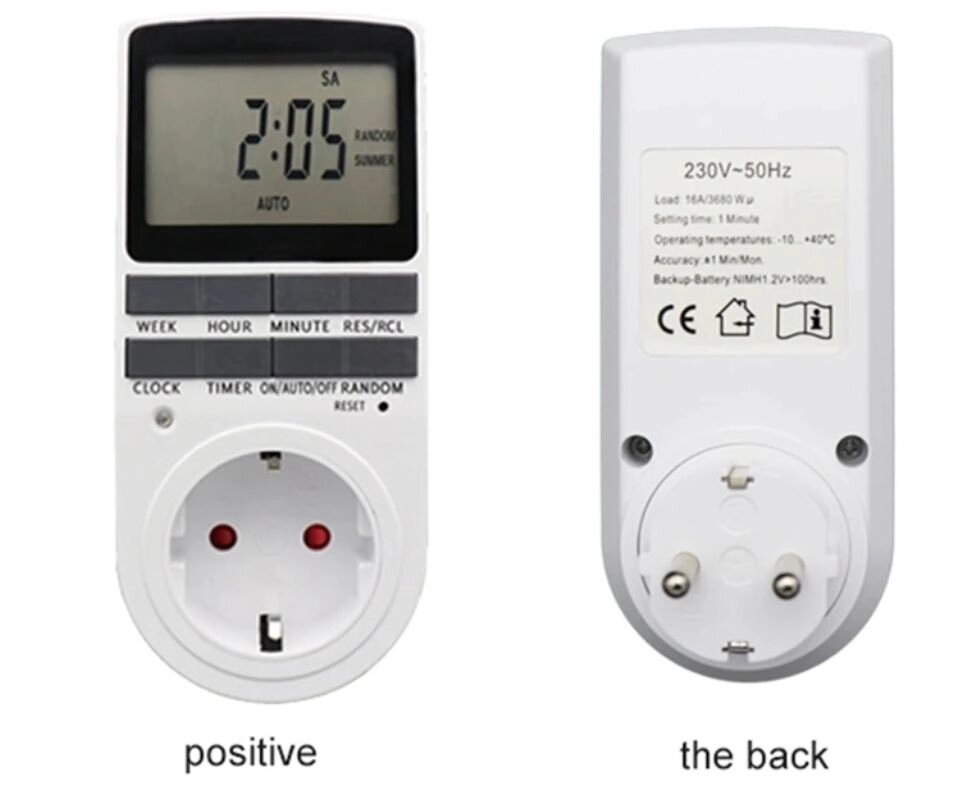 картинка Электронный цифровой таймер розетка 220V, 24 часа в сутки циклический, программируемый от магазина "мир Электроники"