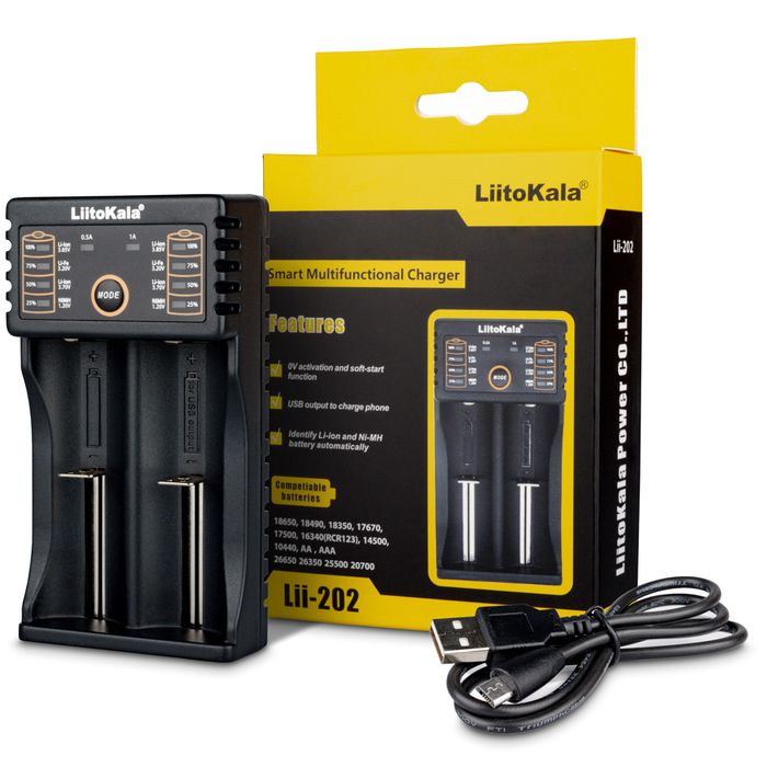 картинка Зарядное устройство LiitoKala Lii-S2, 2 слота, Li-ion/Ni-HM от магазина "мир Электроники"