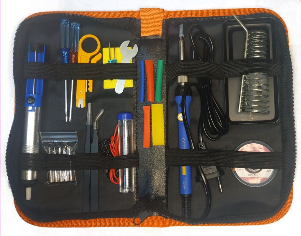 картинка Набор для паяльных работ N4, паяльник 60 Вт, жала, оловоотсос и др. от магазина "мир Электроники"