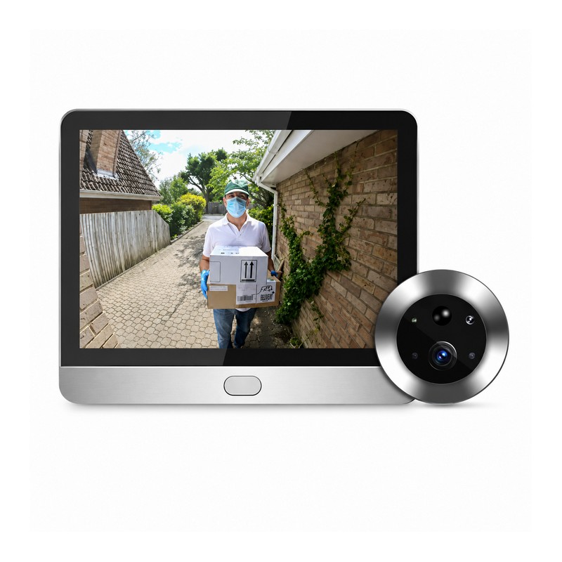 картинка Видео глазок дверной Tuya 300PD Wi-Fi, 4.3", 1080P, IR, PIR, 5000 мАч от магазина "мир Электроники"