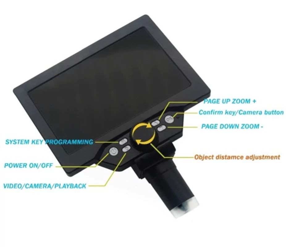 картинка Микроскоп G1200 цифр. 1200X 7" 12MP, регулир. подставке + 2 лампы от магазина "мир Электроники"