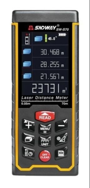 картинка Лазерный дальномер, рулетка SW-S70 70 м, измерение угла наклона, цветной дисплей, точность 2 мм от магазина "мир Электроники"