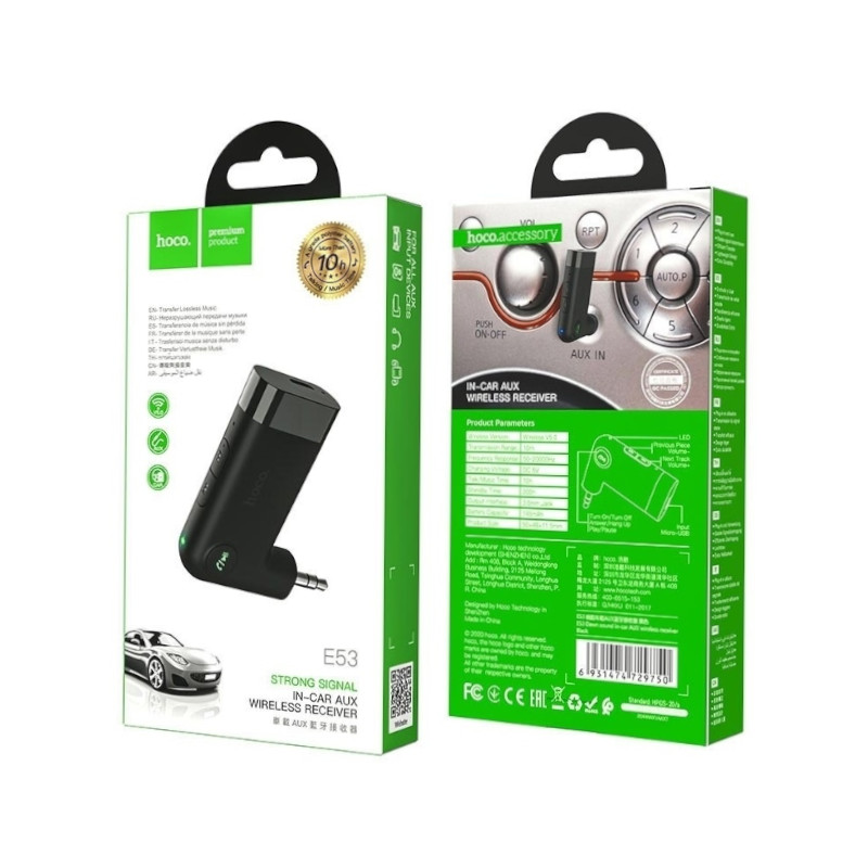 картинка Конвертор ресивер Bluetooth HOCO E53, 10 часов, AUX автомобильный от магазина "мир Электроники"