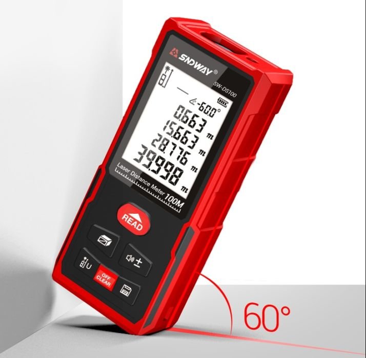 картинка Лазерный дальномер SW-DS50, рулетка 50 м с памятью измерений, точность 2 мм, угломер от магазина "мир Электроники"