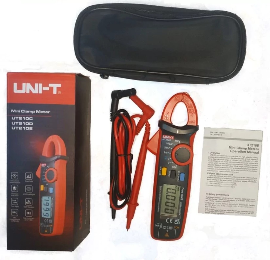 картинка Токовые клещи мультиметр UNI-T UT210E, AC, DC, до 100 А от магазина "мир Электроники"
