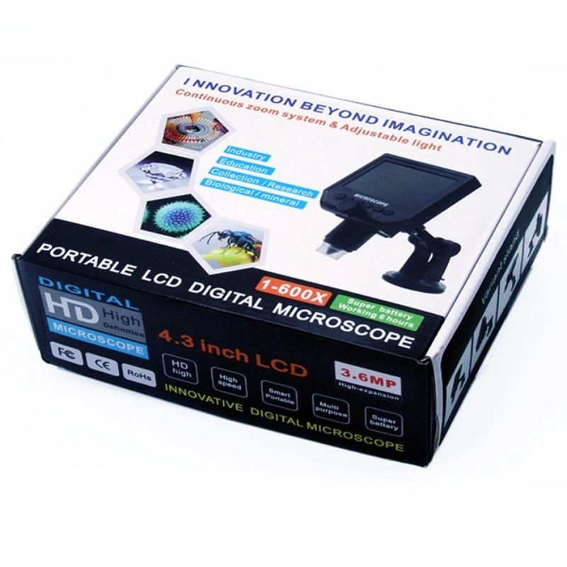 картинка Цифровой видео микроскоп 600X 4,3_ 3.6MP на регулируемой подставке от магазина "мир Электроники"