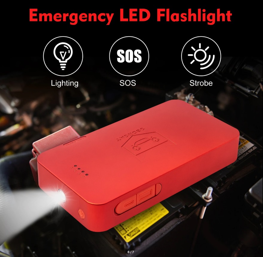 картинка Пусковое устройство для авто OBDIICAT D16, Car Starter 1000A, сумка от магазина "мир Электроники"