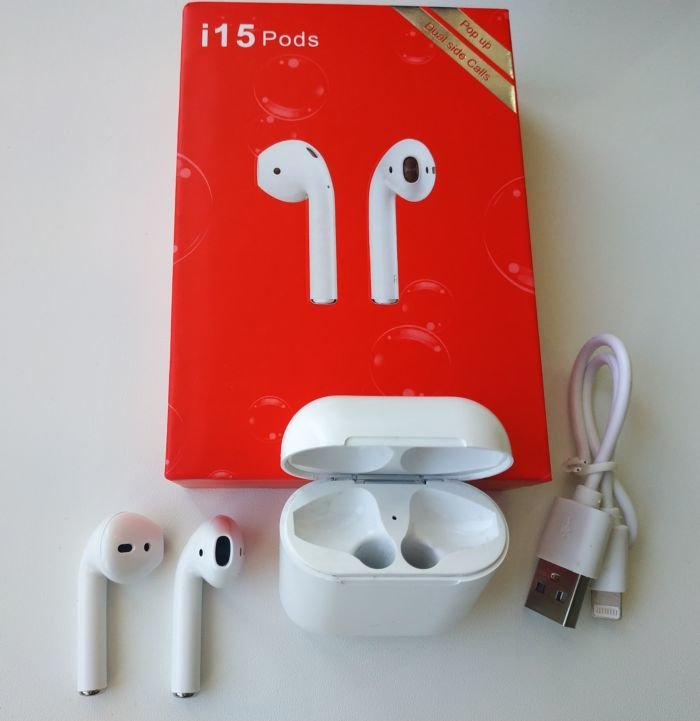 картинка Беспроводные наушники-гарнитура i15 Pods TWS сенсорные от магазина "мир Электроники"