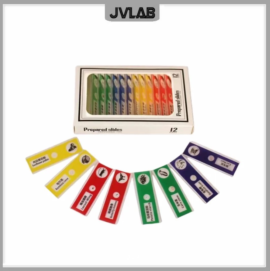 картинка Набор пробников слайдов 12 шт. для школьного микроскопа, смешанный от магазина "мир Электроники"