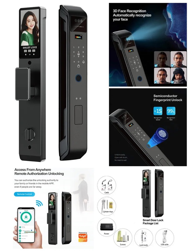 картинка Замок дверной Tuya K30-3DFace (WIFI ВТ, Face ID) от магазина "мир Электроники"