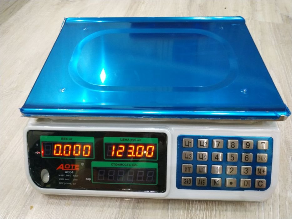 картинка Весы настольные торговые AOTE A004 до 40 кг на аккумуляторе от магазина "мир Электроники"