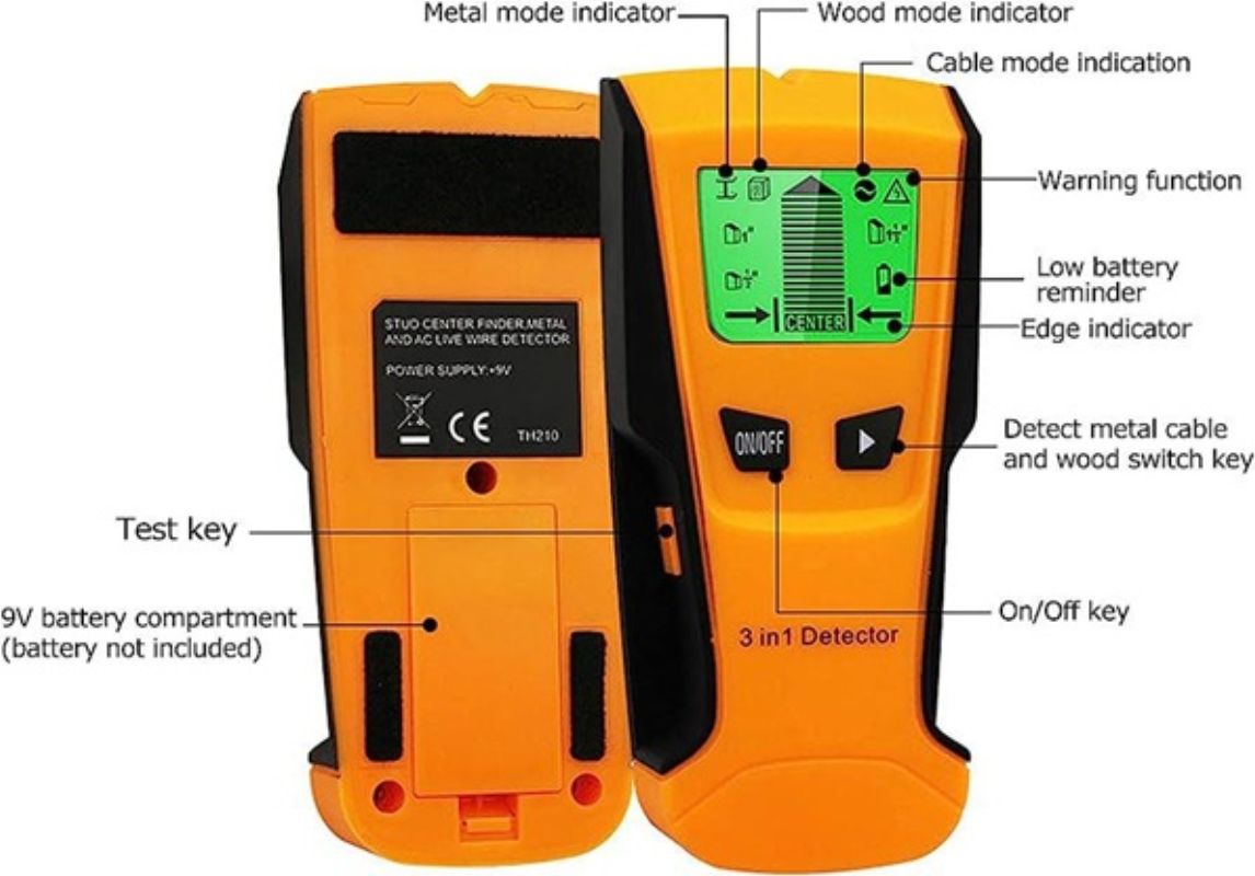 картинка TH210 детектор сканер скрытой проводки, металла, дерева от магазина "мир Электроники"