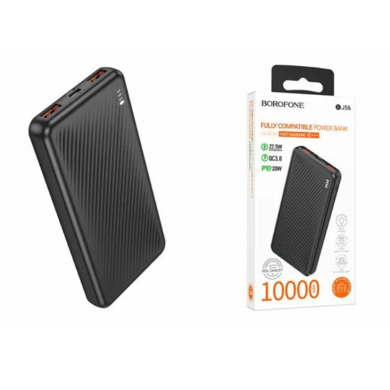 картинка POWER BANK BOROFONE DELONE PD06, 10000 мАч, PD 20 Вт, 2USB, черный от магазина "мир Электроники"