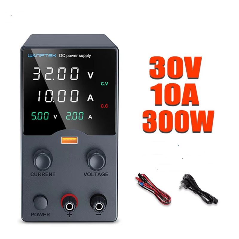 картинка Блок питания Wanptek GA3010H 0-32В/10А LED В/А, USB В/А, черный от магазина "мир Электроники"