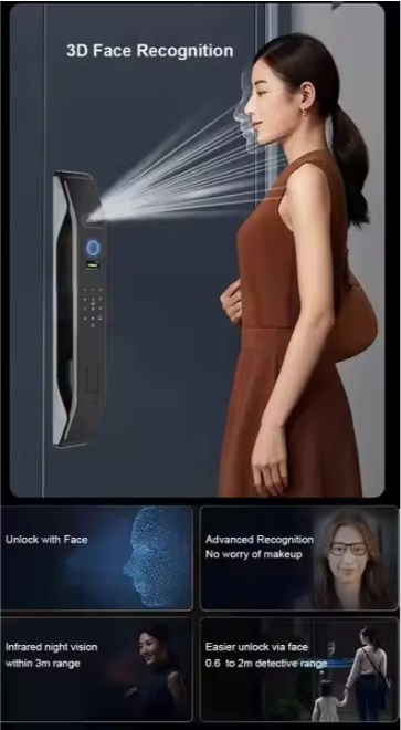 картинка Смарт замок дверной TYSH Tuya K9, 3D Face ID, Wi-Fi, BT от магазина "мир Электроники"