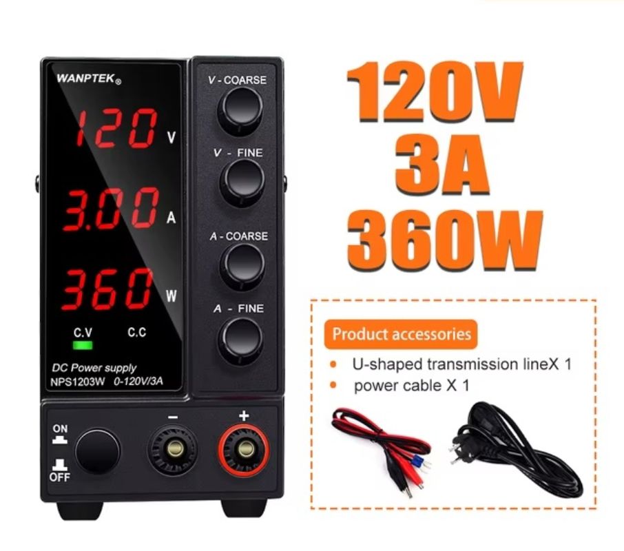 картинка Блок питания Wanptek NPS1203W-3 0-120В/3А, 3 разряда, черный от магазина "мир Электроники"